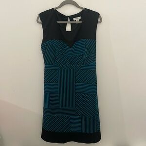 Motherhood Maternity Black and Teal Striped Fit and Flare Dress Size XL
